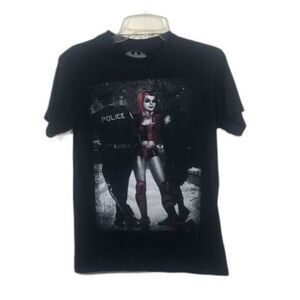 Batman Harley Quinn Police Graphic Print‎ Black T-Shirt